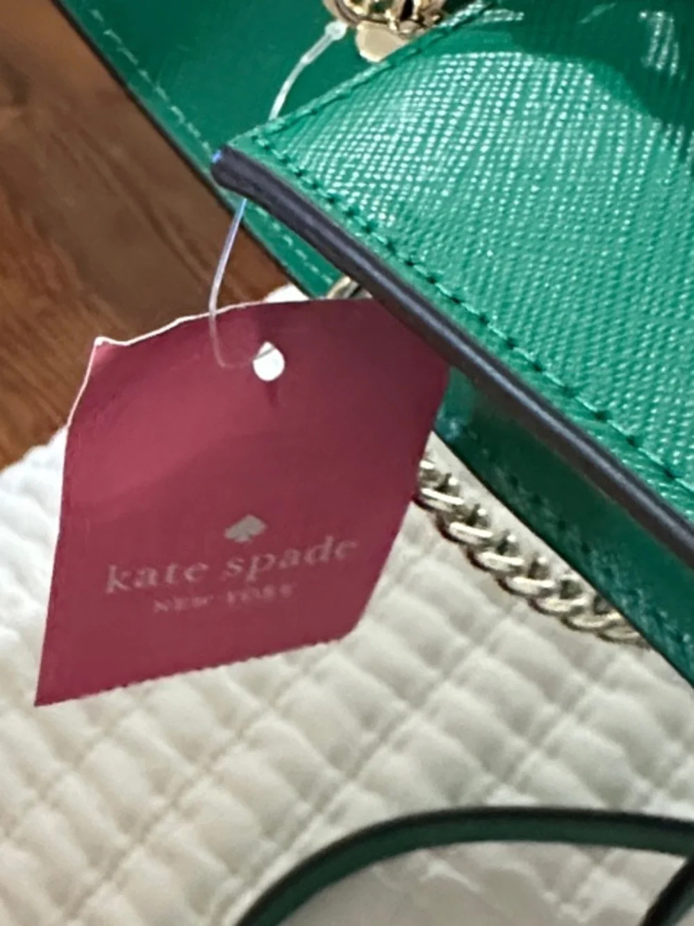 kate spade Emerald Green Saffiano Leather Chain Crossbody